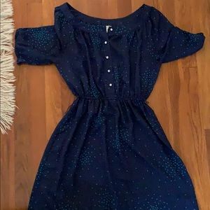Blue polka dotted summer dress